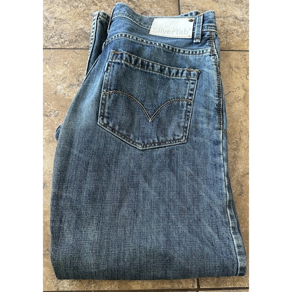 Levis SilverTab Loose Fit Mens Blue Denim Jeans 32x30 Straight Leg Fit 32X29.5
